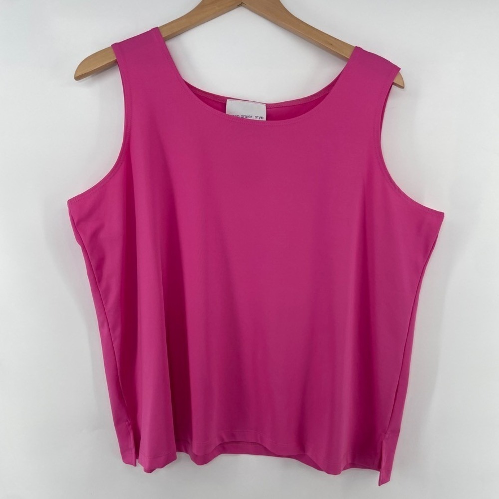 SUSAN‎ GRAVER Tank Top Size 2X  Liquid Knit Bright Pink Basic Layers Capsule